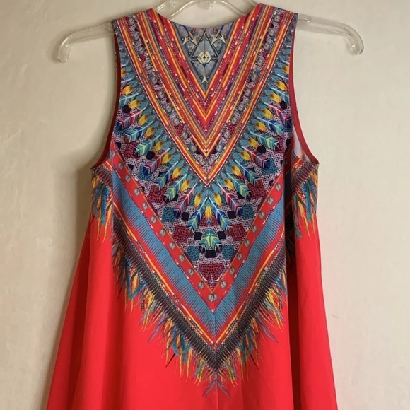 Xenia Boutique Fuchsia Pink Sheath Dress with Tribal Detail Size 2 - Picture 4 of 6